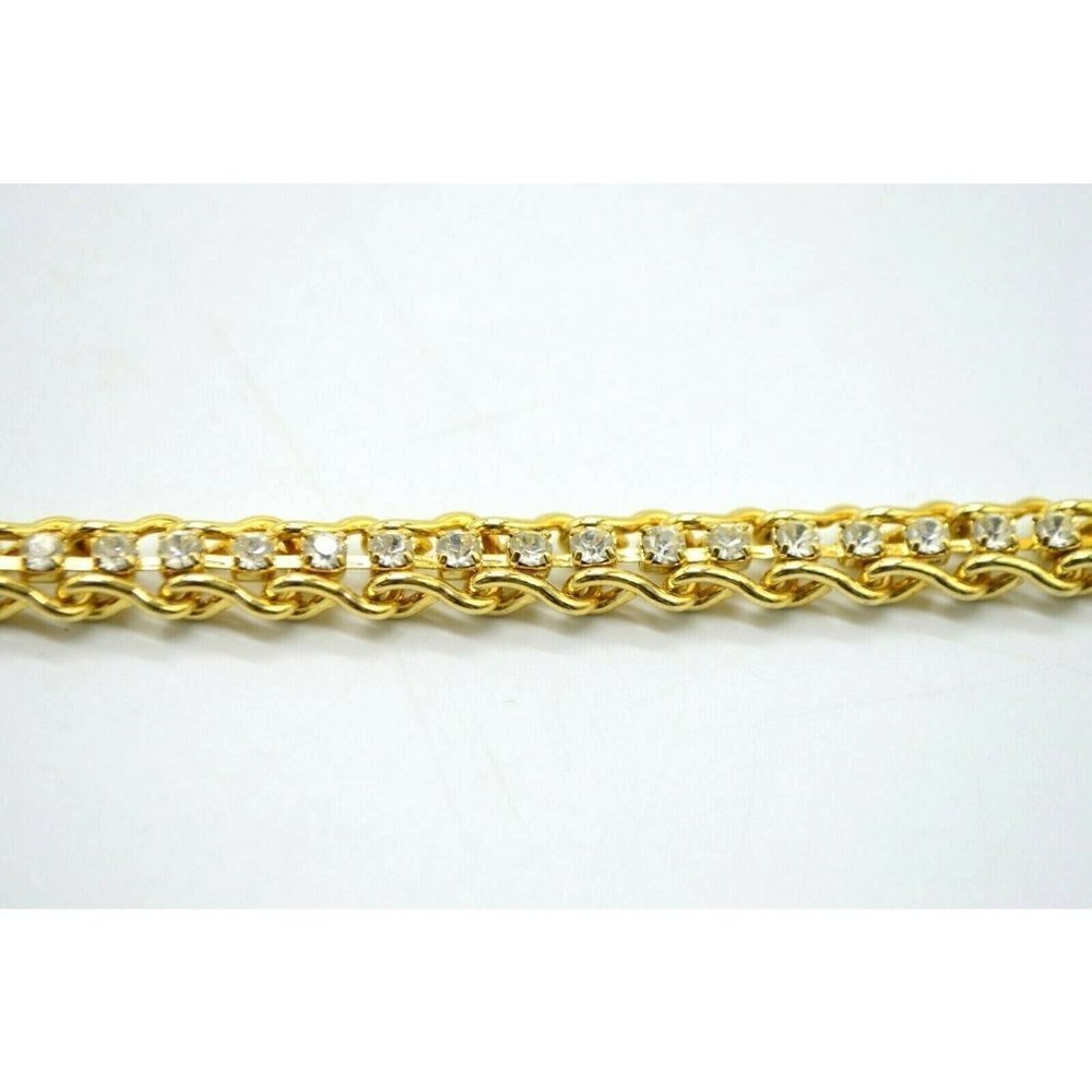 Clear Rhinestone Woven Chain Link Tennis Bracelet